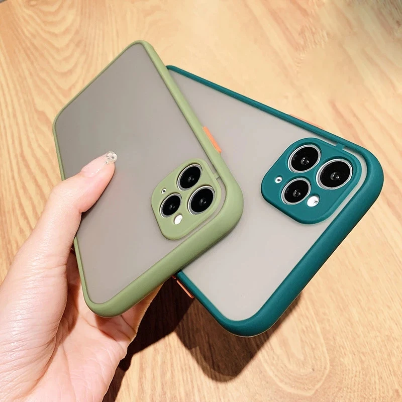 

Shockproof Armor Matte Case For iPhone 12 11 Pro Xs Max XR X 7 8 Plus SE20 12Mini Luxury Bumper Clear Transparent Funda Cover