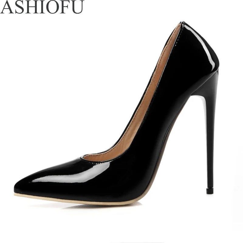 

ASHIOFU New Ladies 12cm High Heel Pumps Office&Career Dress Slip-on Shoes Sexy Club Evening Fashion Court Shoes 9colors Optional