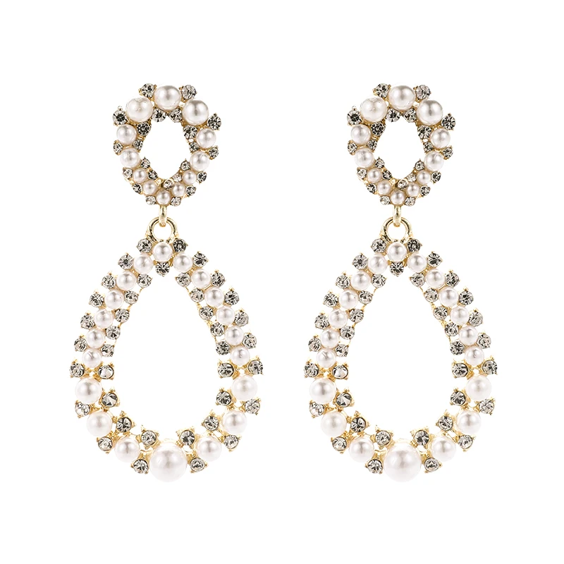 Новые модные серьги капельки с большими кристаллами Стразы круглым цирконием