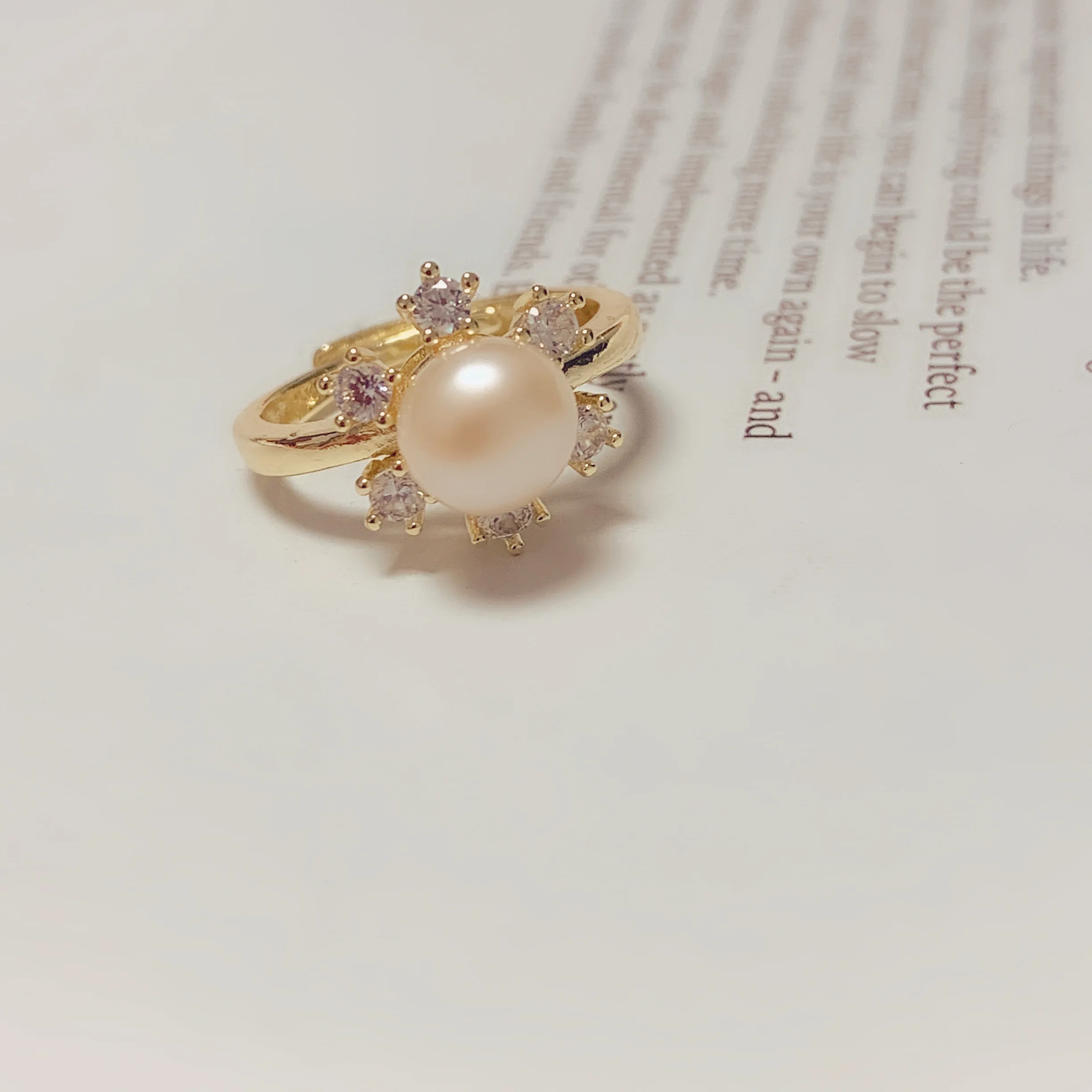 

Natural pearl rings women 2021 new trend 14K gold zircon open rings index finger ring set for female party wedding jewelry gifts