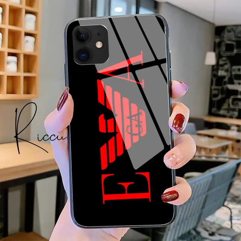 

Luxury Italian Brand Letter Label Phone Case Tempered Glass For iPhone 11 Pro XR XS MAX 8 X 7 6S 6 Plus SE 2020 12 Pro Max Mini