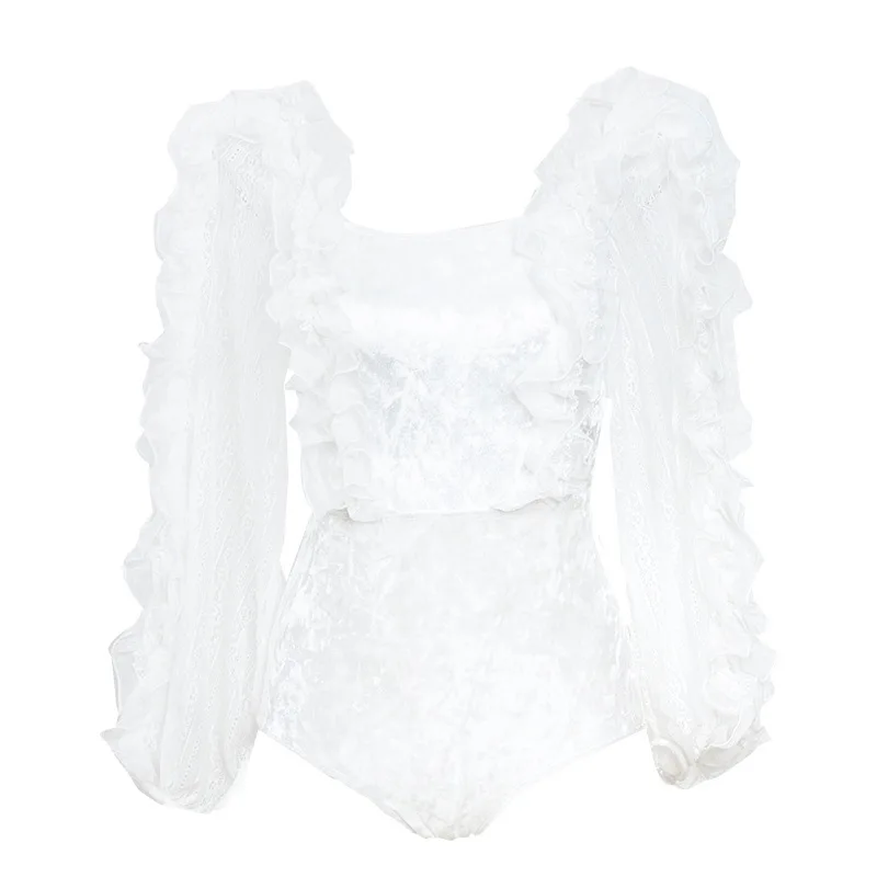 

Swimming Suit Swim Wear Swimsuit Woman One Piece Female Sexy Bikini Bubble Cover Long Sleeve 2020 New Solid Monokini Swimsuit