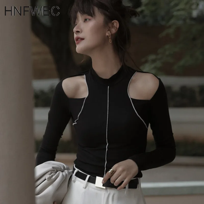 

2020 New Summer Solid Color Round Collar Hollow Out T-shirt Women Original Design Slim Was Thin Tops Female Tide U153