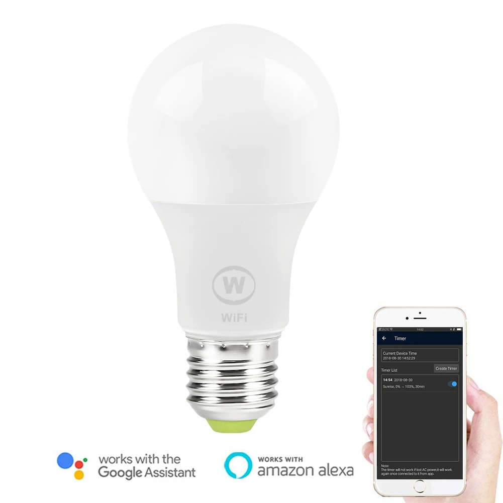 6 5 W E27 WiFi умный светодиодный светильник лампы совместимы с Amazon Alexa и Google Assistant
