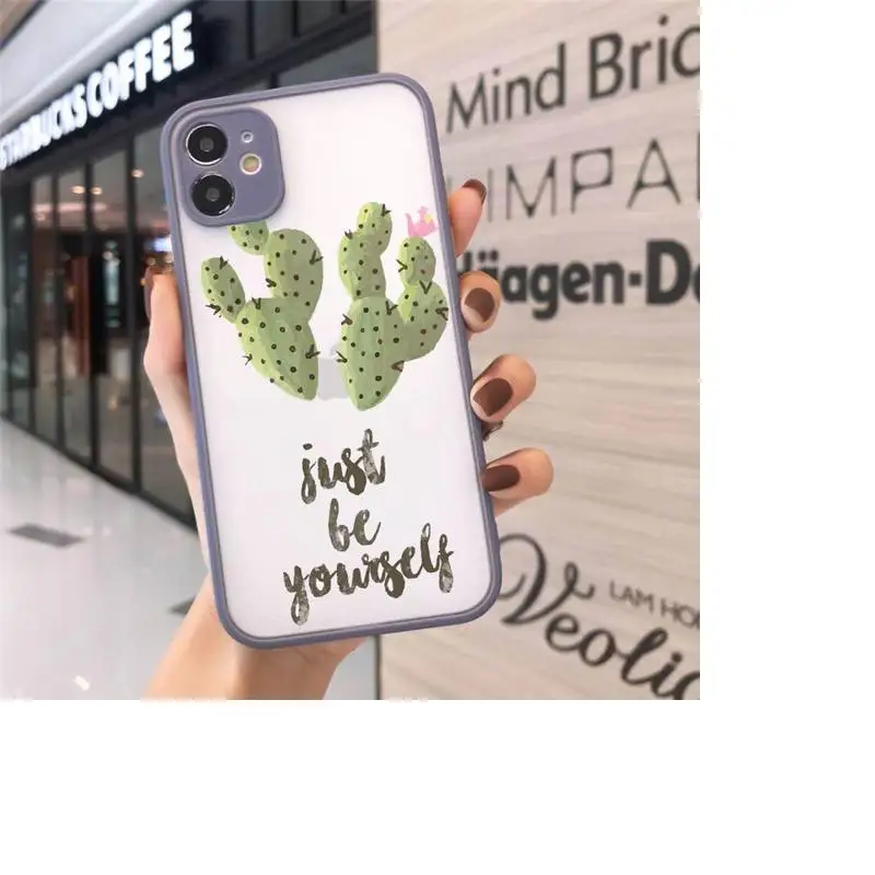 

Green Cactus Plant cute lovely Phone Cases Matte Transparent for iPhone 7 8 11 12 s mini pro X XS XR MAX Plus cover funda