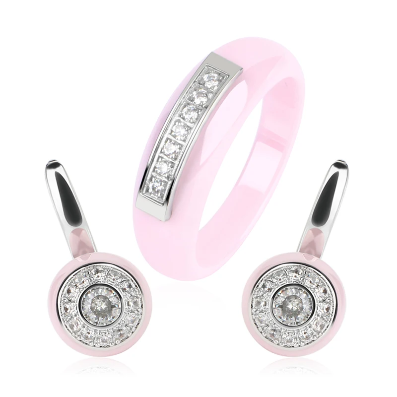 Женские керамические кольца и сережки-гвоздики наборы свадебных украшений для