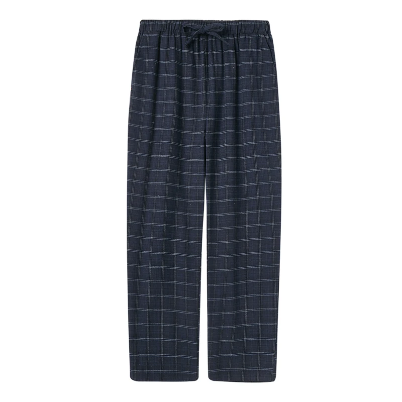 Navy Plaid 52 Штаны для сна THREEGUN, мужские клетчатые штаны, клетчатая Пижама, 100 хлопок, повседневные пижамы, домашняя пижама, брюки, одноцветная нижняя часть, XXXL - Цвет: Navy Plaid 52