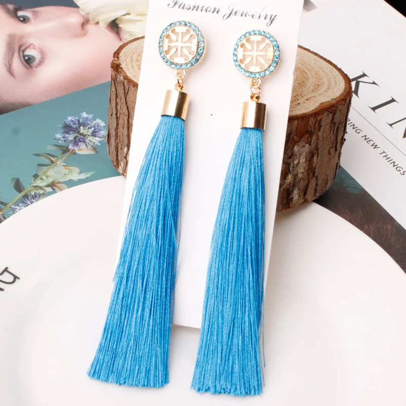 

2021 new female tassel earrings golden retro nostalgic long pendant earrings fashion wedding jewelry party gift