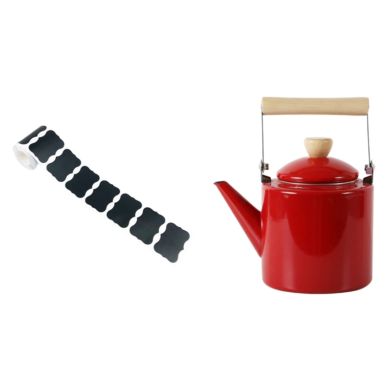 

150Pcs Spice Sticker Kitchen Jar Labels Removable & 1Pcs Enameled Kettle Japanese Style Teapots 2 Litre