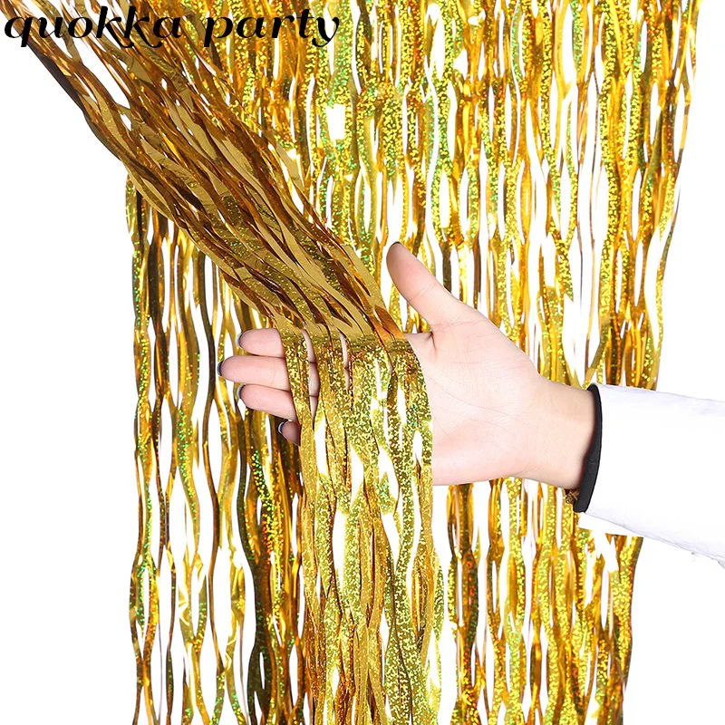 Новый Блестящий волнистый фоновый занавес мишура фольга занавеска для детской