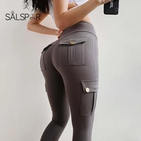 salspor women leggings fitness sports high waist leggins pocket push up pants workout leggings cargo pants casual hip pop pants