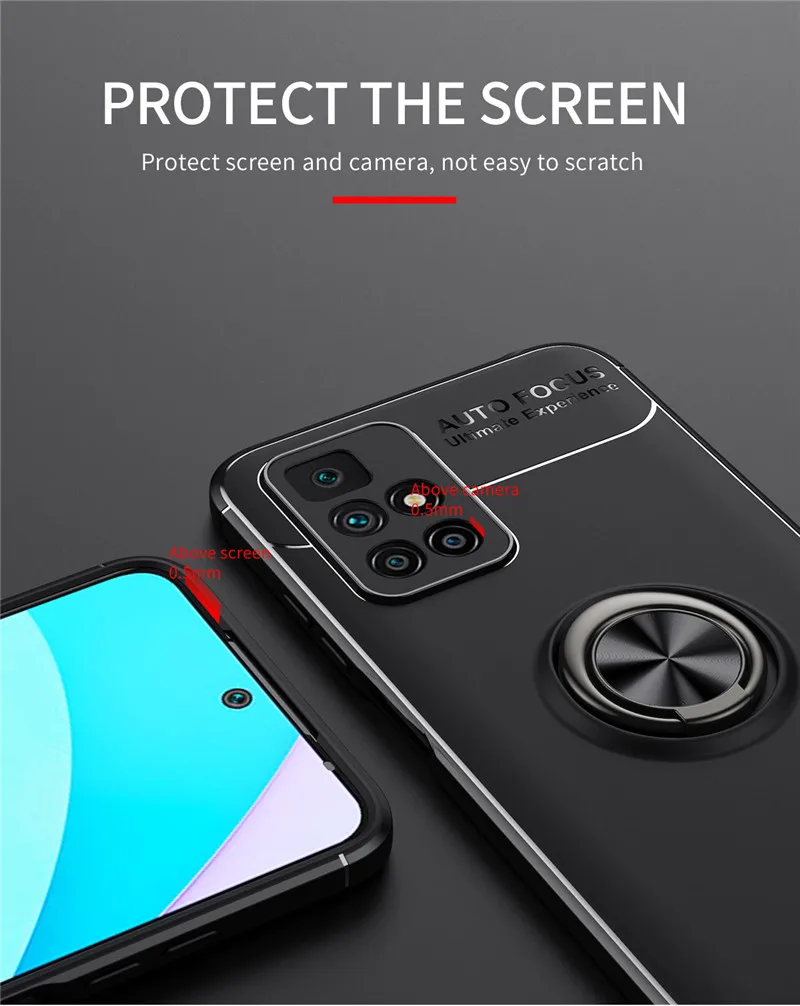 For Xiaomi Redmi 10 Case For Redmi 10 Cover Shockproof Silicone Metal Ring Stand back Cover For Redmi 10 9T 9C 9A 9 8 7 Fundas