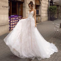 verngo new boho beach wedding dress 2020 sexy backless spaghetti straps blush lace tulle bride dress court train princess gown