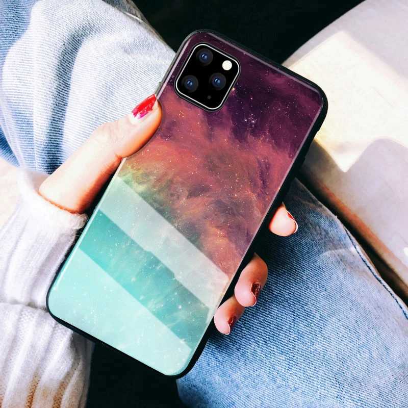 Pattern 2 Auroras для iPhone 11 Pro Чехол из закаленного стекла с принтом перьев для Apple iPhone 11 11 Pro Max чехол s - Цвет: Pattern 2