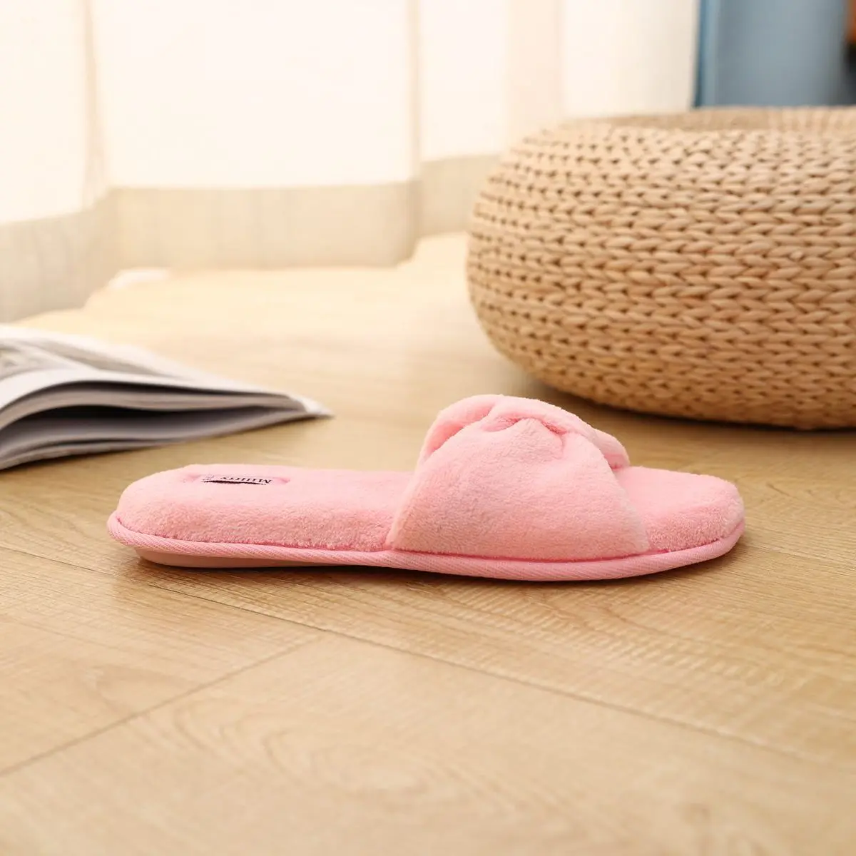 Тапочки домашние для девочек 4 цвета без пальцев с бантом мягкие и удобные