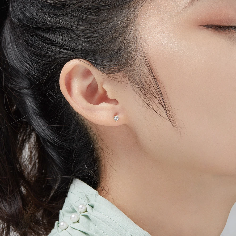 

SILVERHOO 925 Sterling Silver Jewelry Cute Bow-Knot Tiny Earrings For Women Girl Clear CZ Gold Color Studs Earring Sets Hot Sale