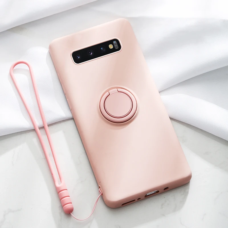 Soft Silicone Case For Samsung Galaxy S20 FE S21 Plus Ultra Note 20 9 S10 S9 S8 Plus S21Plus Magnet Cover With Ring Holder Stand
