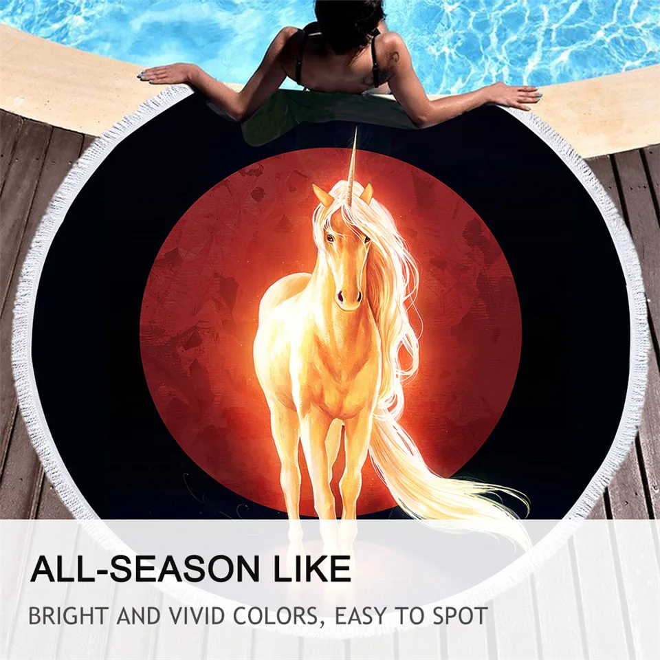 Большое пляжное полотенце Last Unicorn от JoJoesArt Психоделическое блестящее одеяло из