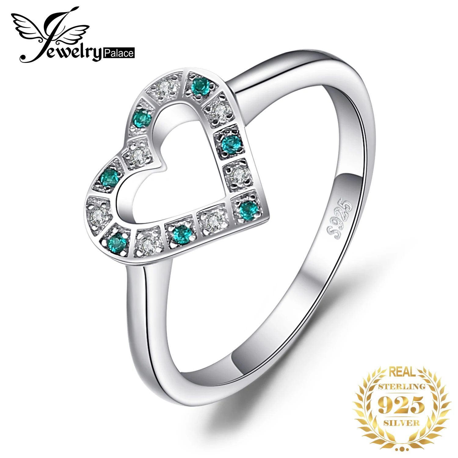 Женское кольцо с искусственным Изумрудным сердцем JewelryPalace серебро 925 пробы 0