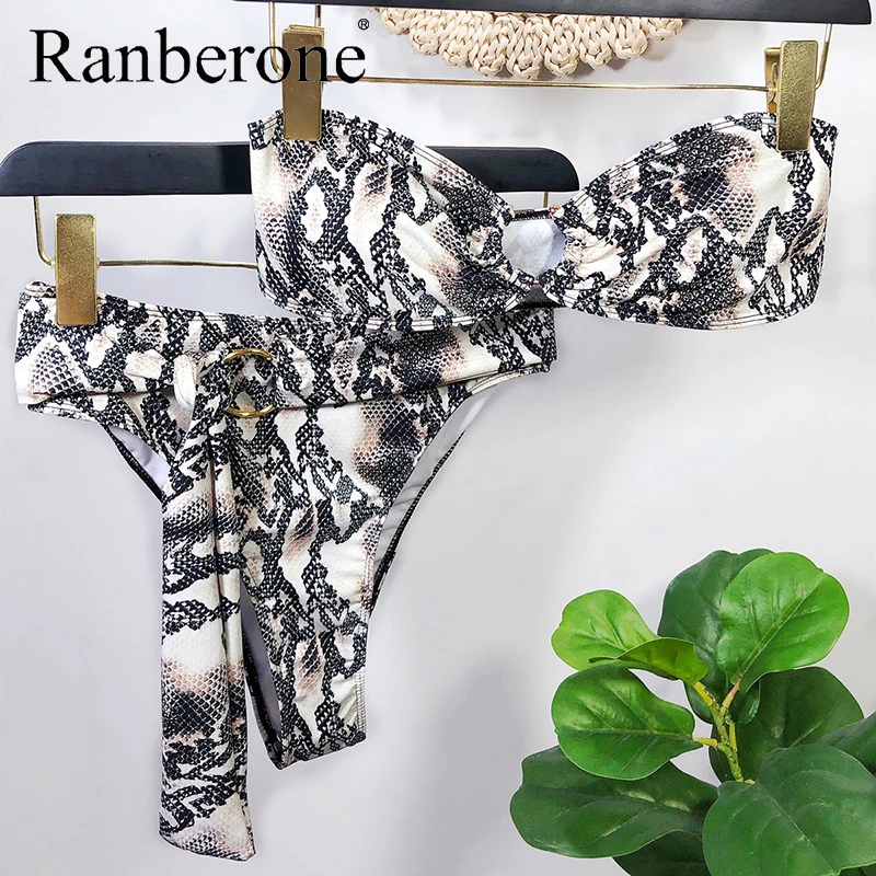 Пикантный комплект бикини Ranberone купальник с леопардовым принтом женский 2020