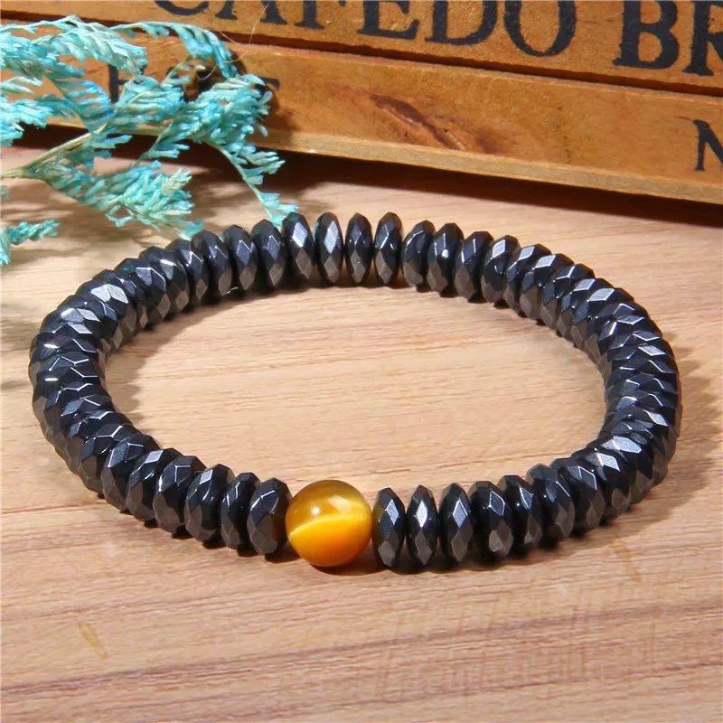 Модный крутой Ограненный гематит для девушек эластичные браслеты мужчин 8 мм