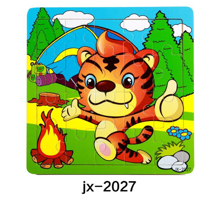 jx-2027 Детские игрушки деревянные 3d головоломки мультфильм животных интеллект Дети образовательный мозговой тизер детская танграмма формы обучающий пазл игрушка - Цвет: jx-2027