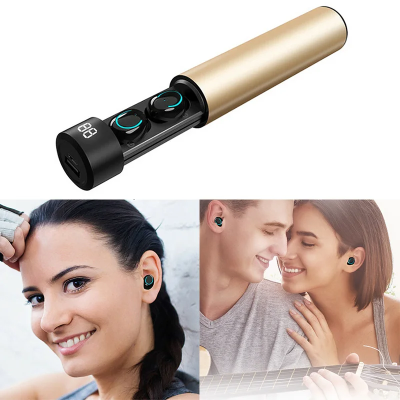 Серый TWS беспроводные наушники стерео Bluetooth 5,0 наушники анти-шум музыка Спортивная гарнитура Близнецы водонепроницаемый эргономичный дизайн наушник - Цвет: Серый