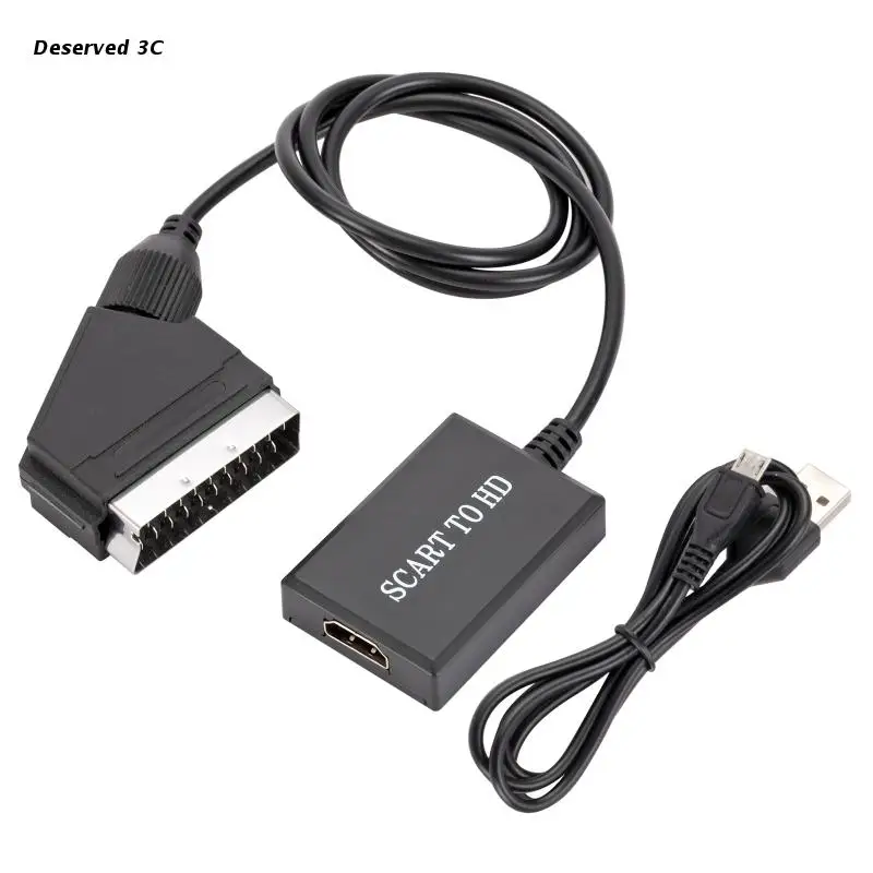 

R9CB Scart to Converter,1080p Composite Video Adapter with USB Cable