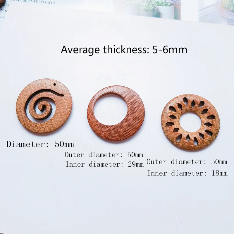 

Diy jewelry accessories natural wood geometric texture retro brown drop-shaped circular triangle handmade earrings pendants