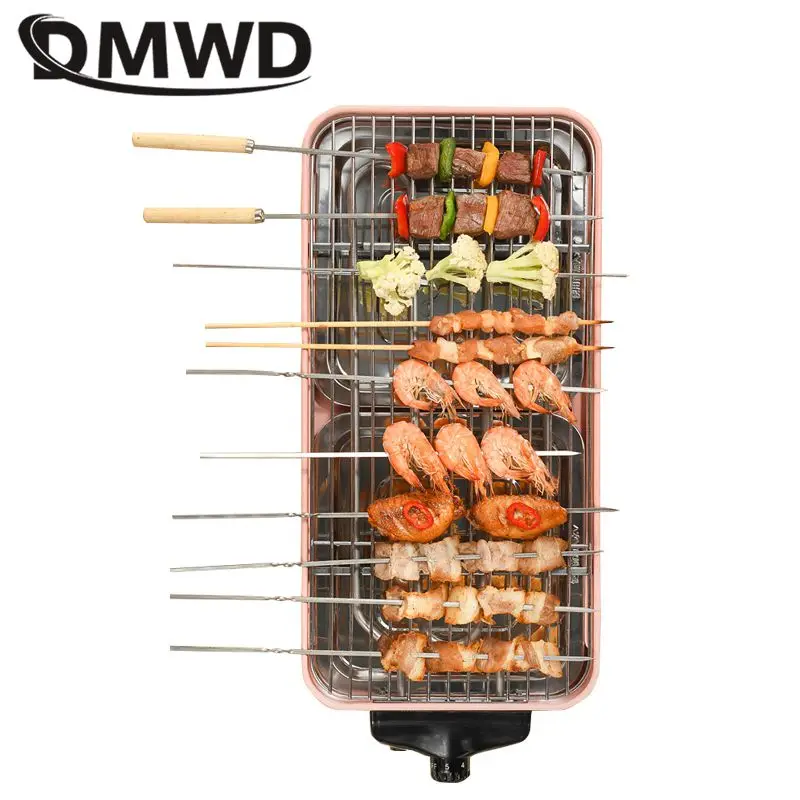dmwd 1500w barbecue oven household electric grill 220v smokeless indoor diy kebab bbq grill non stick cookware free global shipping