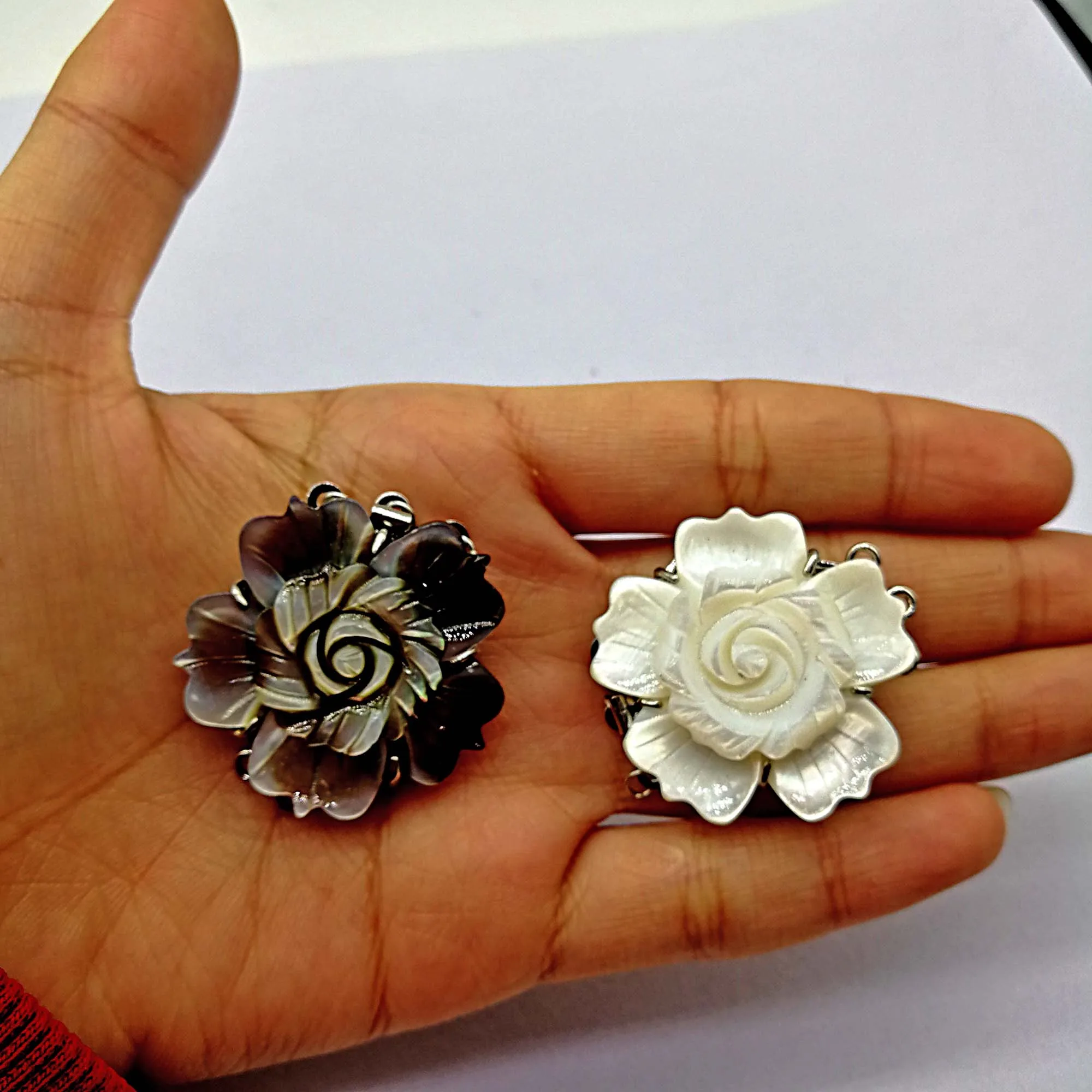 Высокое качество 32 мм натуральный перламутр 3 слоя цветок ракушки подвески