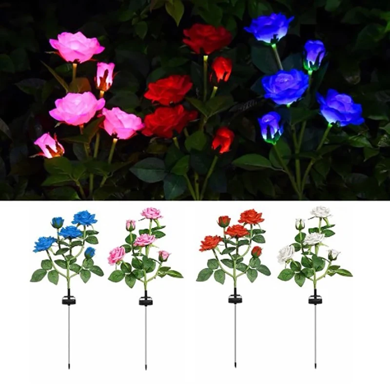 

LED Solar Simulation Rose Flower Light Waterproof Garden Landscape Lamp Outdoor Lawn Lamp Home Decorative Flower Light