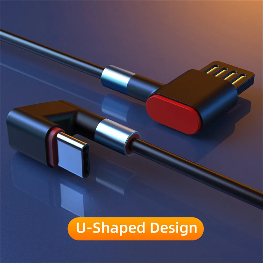 Кабель Micro USB с разъемом Type C и поддержкой быстрой зарядки 90 градусов 2 4 А 1