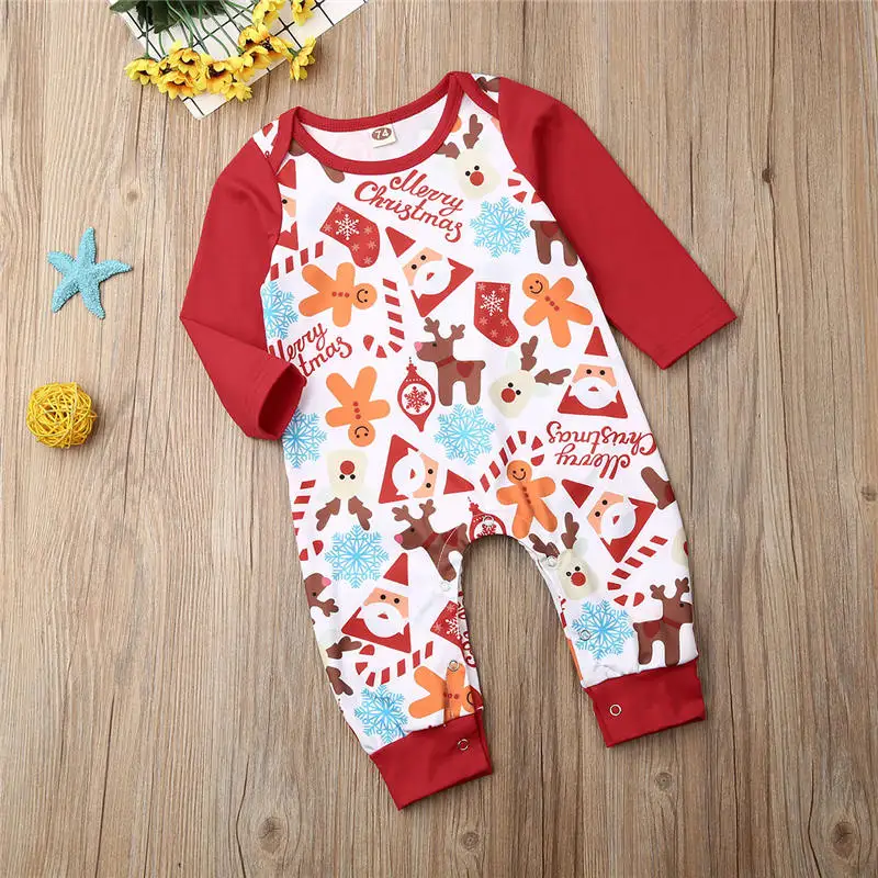 2019 Baby Christmas Romper for Girls Boys Infant Kids Cotton Clothes Toddler Long Sleeve Jumpsuit Xmas Outfit | Детская одежда и