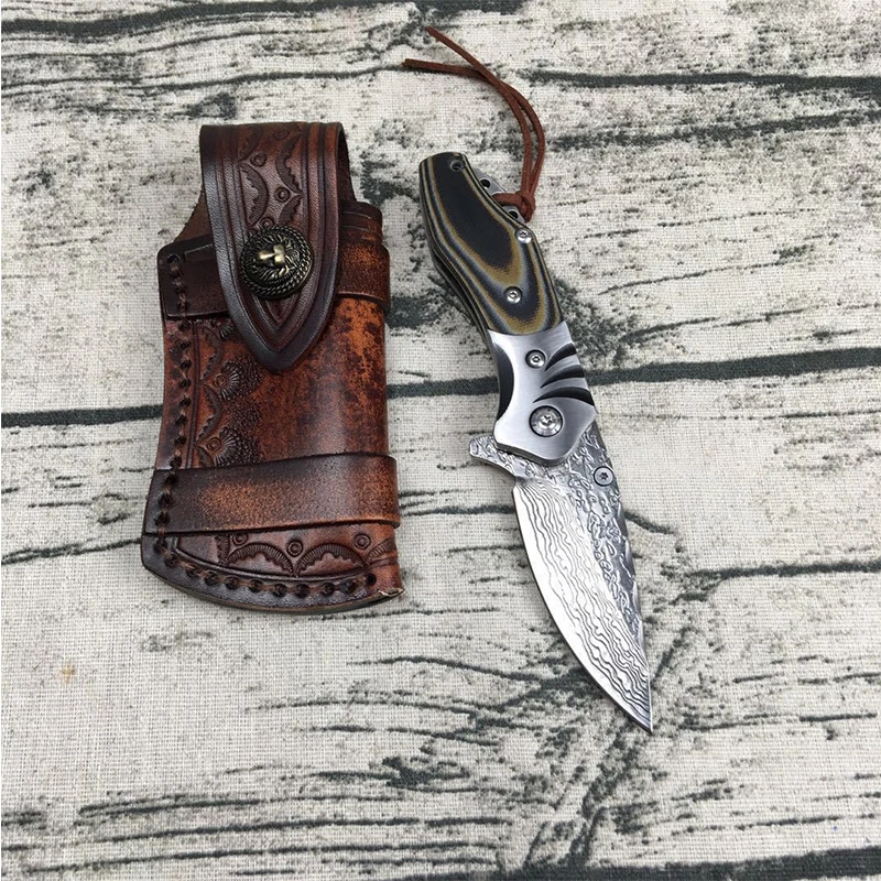 Складной нож из дамасской стали ручной работы уличный Тактический карманный