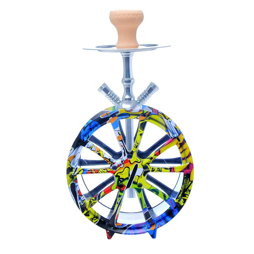 

Декоративный кальян на колесах, большой кувшин с двойной чашей, LED подсветильник, щипцы для угля, разноцветный акриловый набор для кальяна