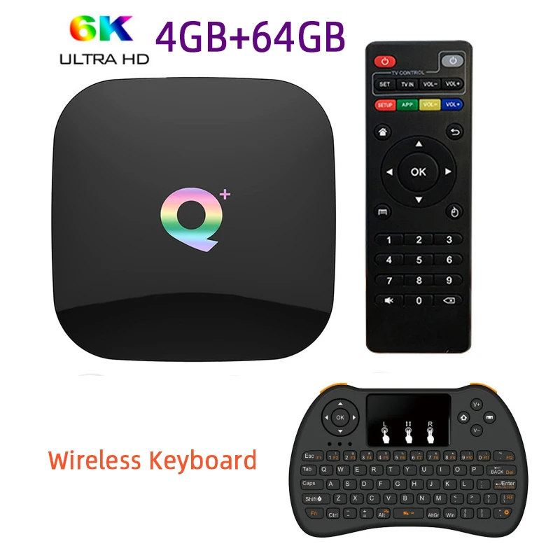 4GB 64GB Keyboard Allwinner H6 6K Smart tv Box Android 9,0 4 Гб 64 ГБ 32 ГБ четырехъядерный USB3.0 Playstore Youtube Q Plus Wifi телеприставка PK T95Q - Цвет: 4GB 64GB Keyboard