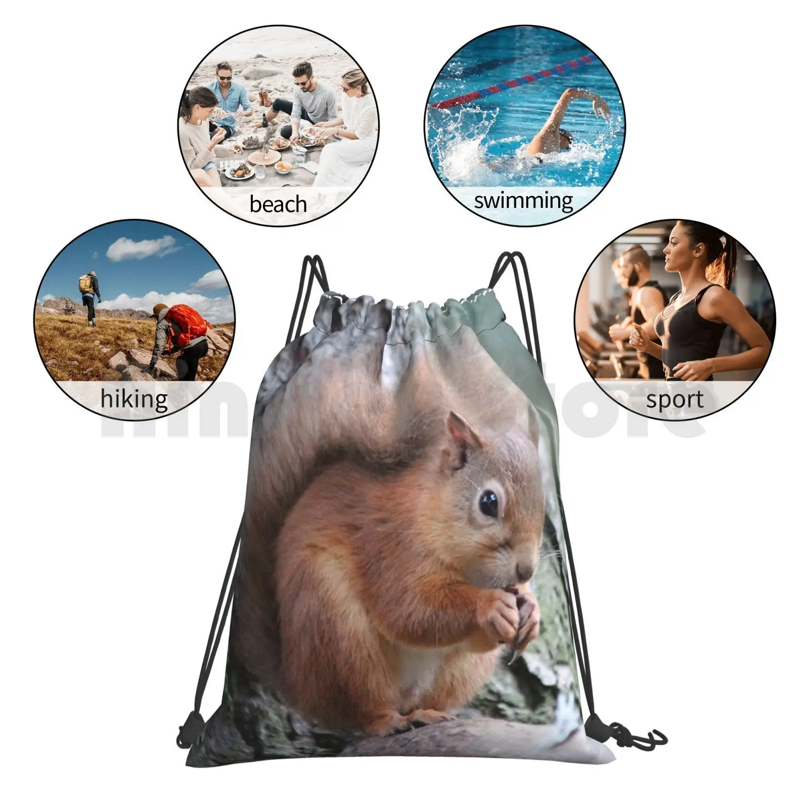 

Red Squirrel Backpack Drawstring Bag Riding Climbing Gym Bag Red Squirrel Red Squirrel Mammal Animal Wildlife Scotland