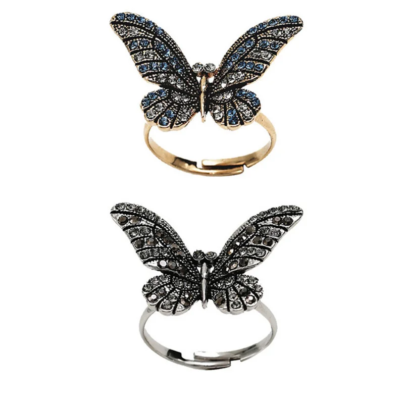 

MFY New Style Retro Sweet Butterfly Opening Adjustable Ring For Women Jewelry Female Copper Hand AccessoriesNew store specials