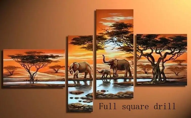 square 3d 4 шт. Алмазная Вышивка крестиком Картина полная квадратная дрель вышивка стразы 4 шт. наборы триптих живопись - Цвет: square