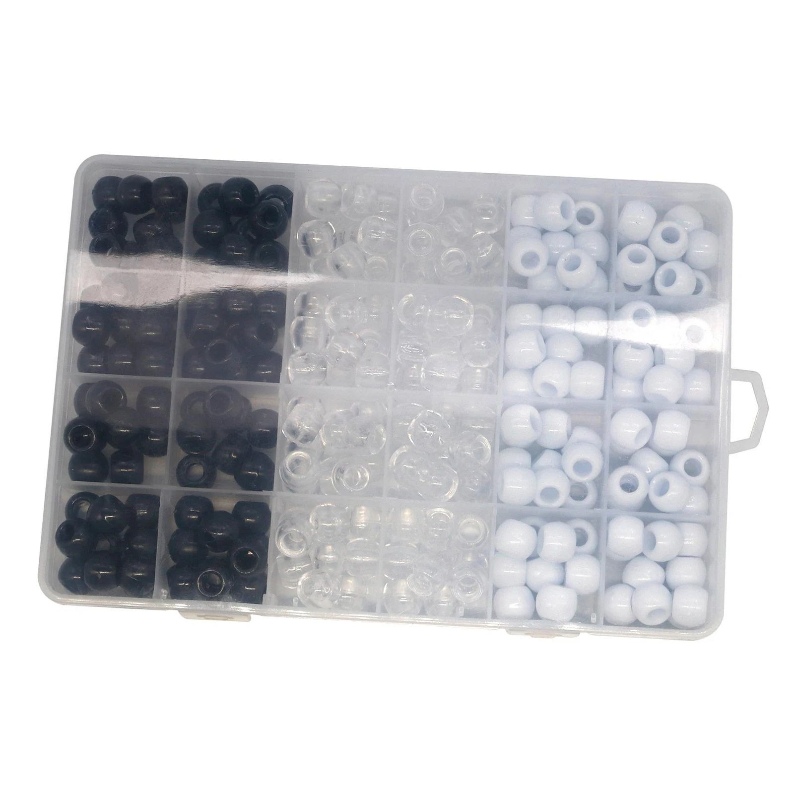 1Box Assorted DIY Craft Beads 240 Pcs Mixed Color Clear White Black Round Pony 12x10mm Hair Braid Dreadlocks | Красота и здоровье