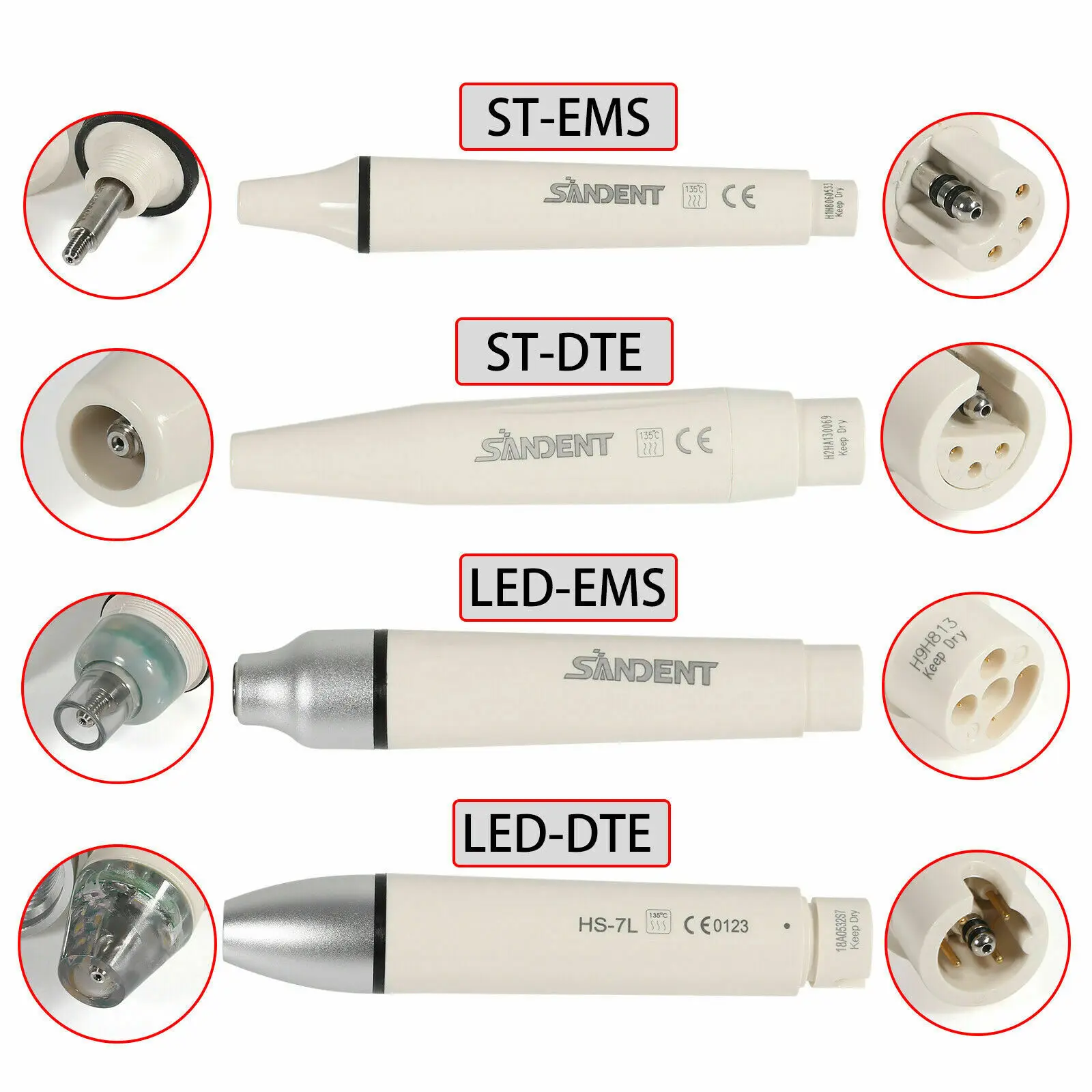 Manipolo Scaler staccabile dentale piezoelettrico ad ultrasuoni stile picchio (LED) adatto EMS/DTE/SATELEC