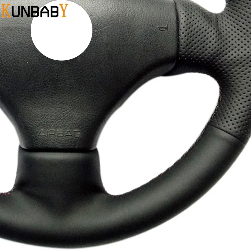 KUNBABY черный чехол рулевого колеса автомобиля из натуральной кожи для Peugeot 206 2003 CC