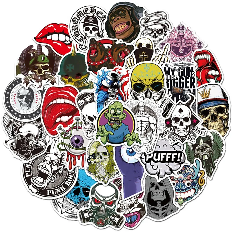 

10/30/50pcs Horror Skull Zombie Graffiti Stickers DIY Skateboard Guitar Laptop Motorcycle Decal Waterproof Kids Toys Stickers