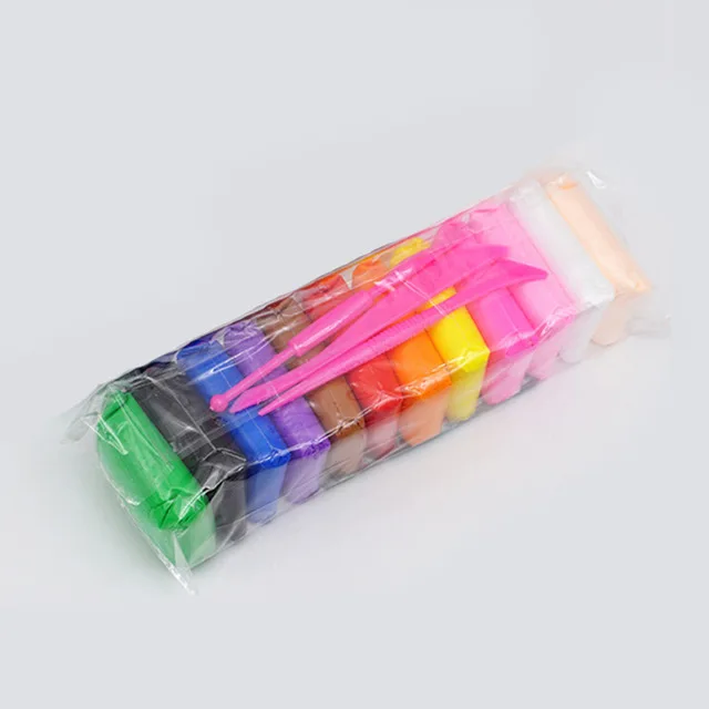 Kids Polymer Clay Super Light slime kit DIY Modelling Clay Slime Soft Intelligent Plasticine Learning Education Children For Toy - Цвет: 12 colors