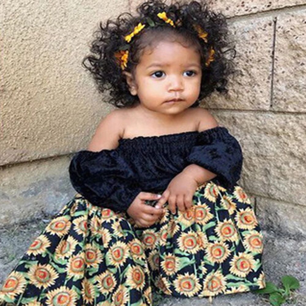 2 шт. детский топ с вырезом лодочкой и открытыми плечами|Комплекты одежды для