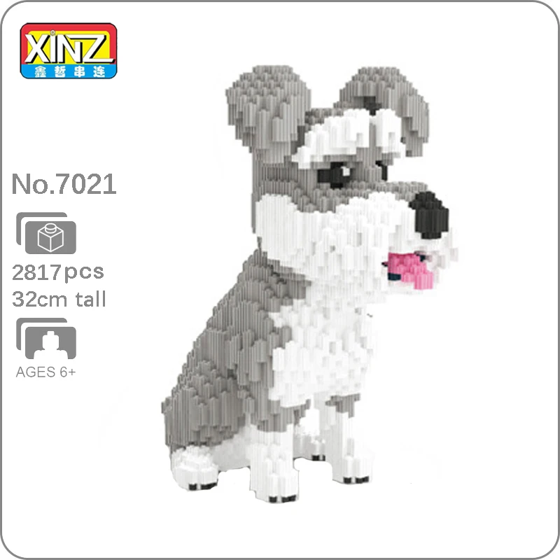 

Xizai 8033 Animal Schnauzer Grey Dog Pet 3D Model Building Blocks Set Mini Diamond Bricks Toy for Boys Children Gifts 32cm Tall
