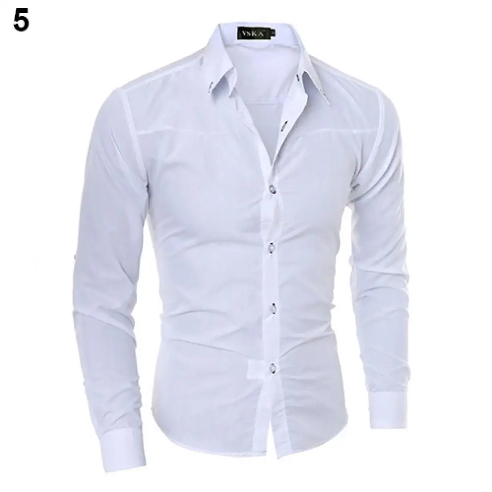 

Fashion Men Argyle Luxury Business Style Slim Long Sleeve Casual Dress Shirt
