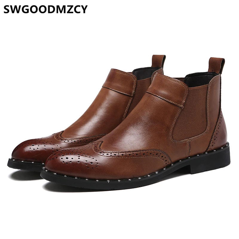 Ботинки Челси Мужская обувь в стиле милитари Сапоги из натуральной кожи Обувь с