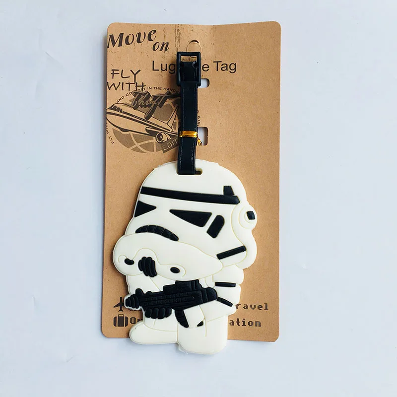 Звездные войны черный рыцарь ПВХ брелок Wookiees Штурмовик персонализированные мягкие резиновые багажные бирки посадочный талон сумка бирки Висячие - Цвет: 7